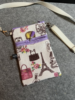Handytasche - Band weiß  (Muster Paris)- (Art. 009)