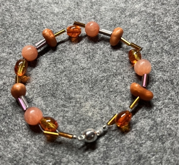 Armband  Perlen- orangetöne  (18cm)  Magnetverschluss
