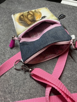 Handytasche - Band rosa (Pferd6 blond-weiß)