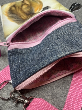 Handytasche - Band rosa (Pferd6 blond-weiß)