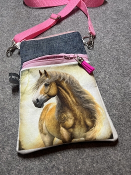 Handytasche - Band rosa (Pferd6 blond-weiß)
