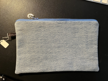 Kosmetiktasche Jeansreste (blau Hufeisen)