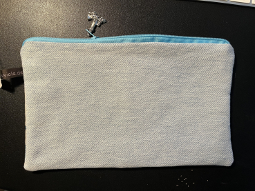 Kosmetiktasche Jeansreste (türkis Leuchtturm)