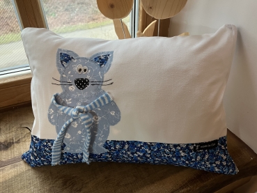 KISSEN Katze  blau