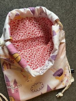 RUCKSACK- Turnbeutel für Kinder (Prinzessin 2 -Kordel weiß)