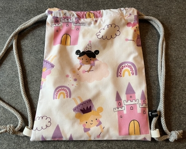 RUCKSACK- Turnbeutel für Kinder (Prinzessin 1Kordel grau)