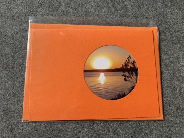 Karte Sonnenuntergang  orange (rund)