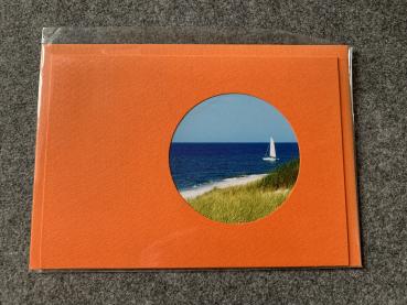 Karte Segelboot (orange - rund)