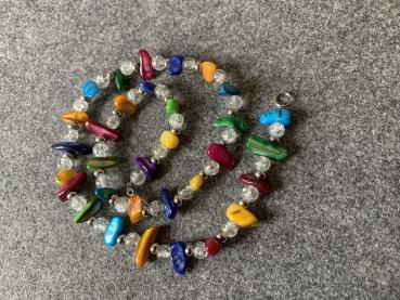 Preview: Kette Würfel, Glassteine (bunt)