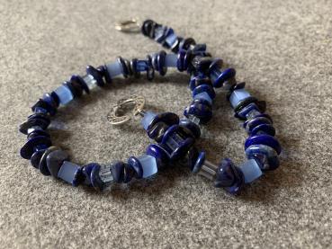 Kette Lapis Lazuli - Glas (blau- Silber)