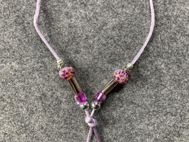 Preview: Kette  rosa + fliederfarben, (3 Ringe )