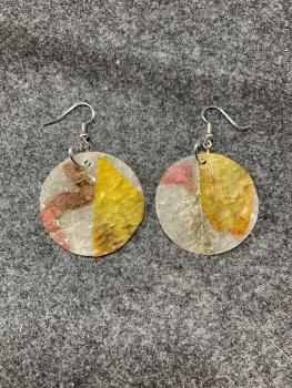 Preview: Ohrringe rund Blüten gelb, rosa