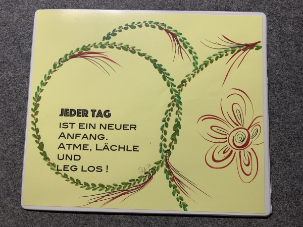 Mousepad handgemalt #Jeder Tag ist einer neuer Anfang - gelb