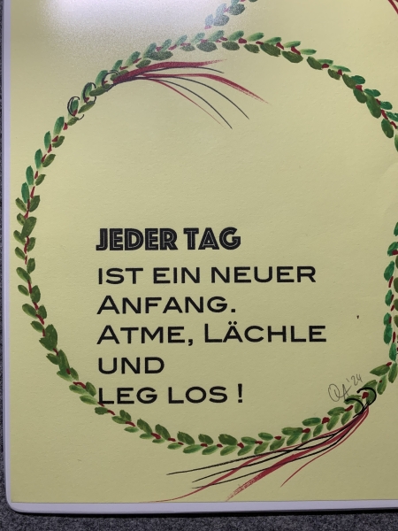 Mousepad handgemalt #Jeder Tag ist einer neuer Anfang - gelb