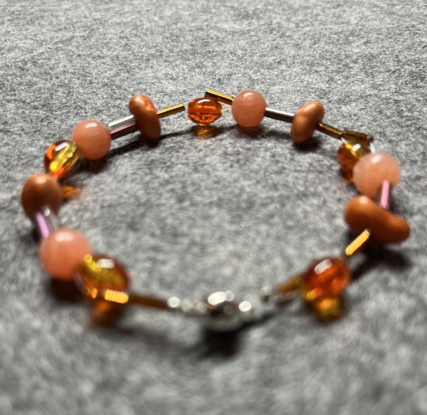 Armband  Perlen- orangetöne  (18cm)  Magnetverschluss