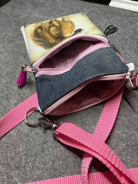 Handytasche - Band rosa (Pferd6 blond-weiß)