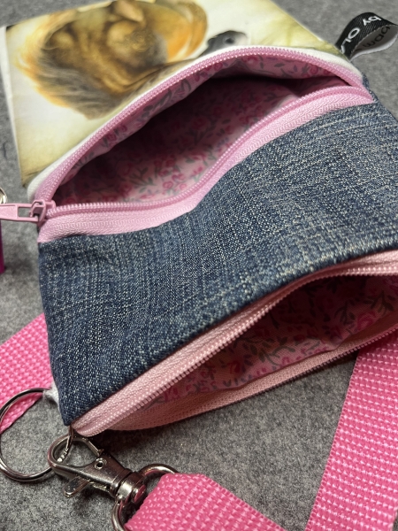 Handytasche - Band rosa (Pferd6 blond-weiß)