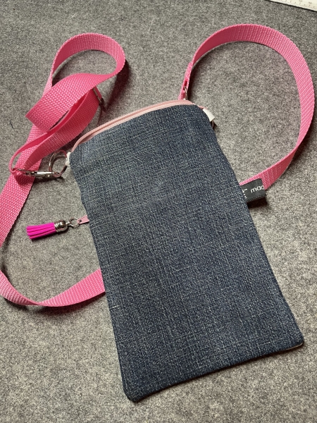 Handytasche - Band rosa (Pferd6 blond-weiß)