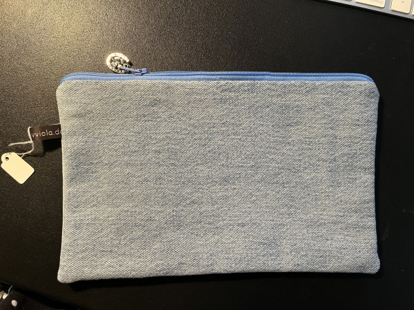 Kosmetiktasche Jeansreste (blau Hufeisen)