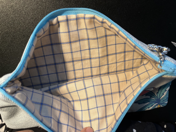 Kosmetiktasche Jeansreste (türkis Leuchtturm)