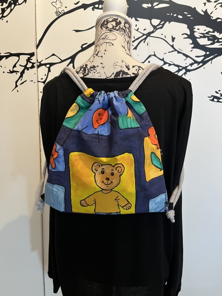 Rucksack Turnbeutel für Kinder (Kordel grau)