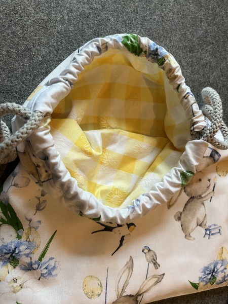 RUCKSACK, Turnbeutel für Kinder (Hasi 1 - Kordel grau)