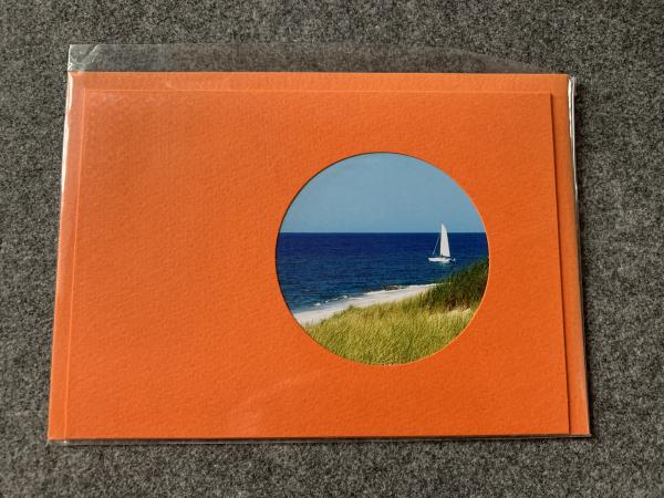 Karte Segelboot (orange - rund)