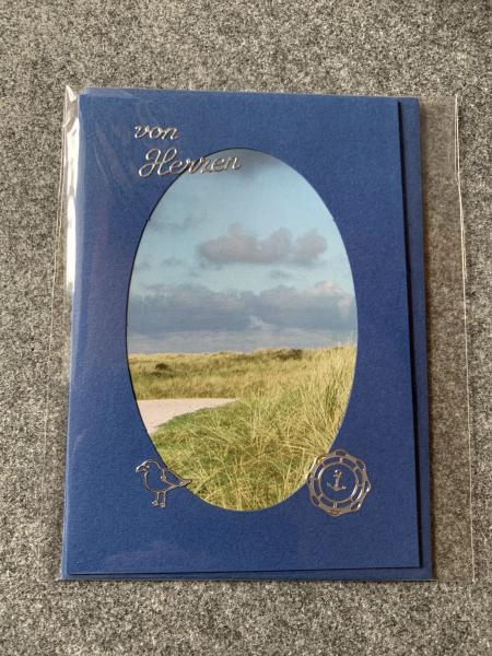 Karte Dünen -von Herzen- (blau -oval)