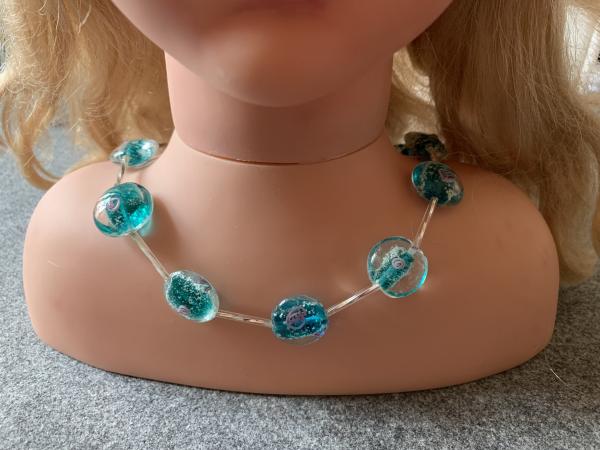 Kette Glasperlen (türkis-blau)