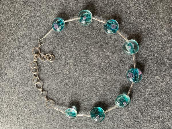 Kette Glasperlen (türkis-blau)