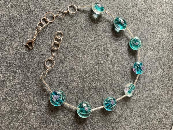 Kette Glasperlen (türkis-blau)