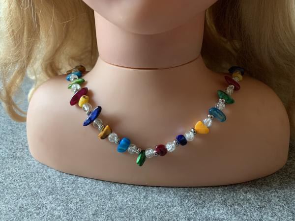 Kette Würfel, Glassteine (bunt)