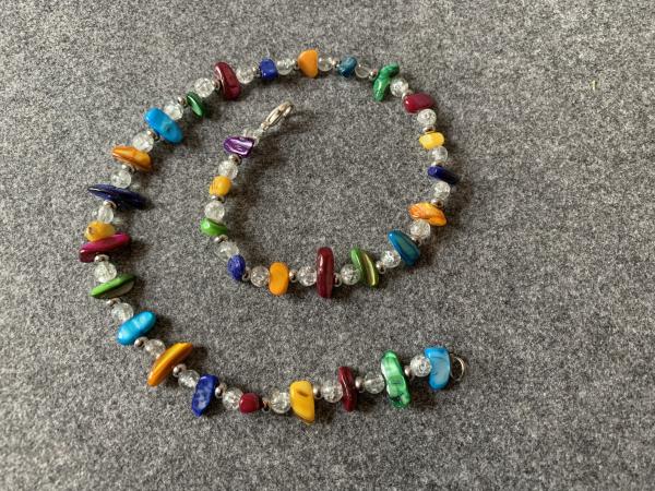 Kette Würfel, Glassteine (bunt)