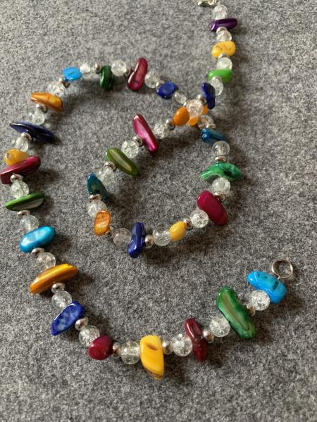 Kette Würfel, Glassteine (bunt)