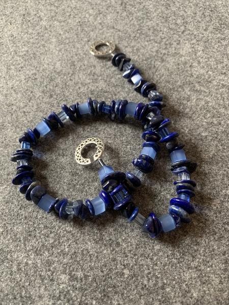 Kette Lapis Lazuli - Glas (blau- Silber)