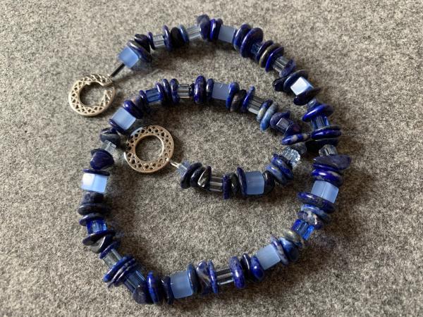 Kette Lapis Lazuli - Glas (blau- Silber)