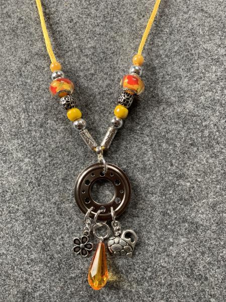 Kette gelb - orange (Herz, Blume)