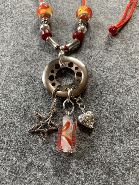 Kette rot  (Stern , Herz)