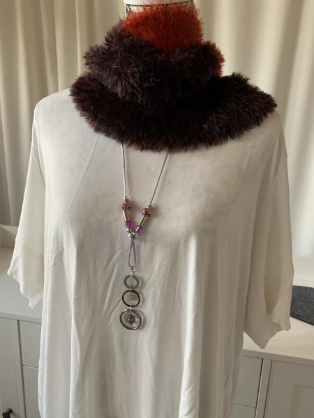 Kette  rosa + fliederfarben, (3 Ringe )