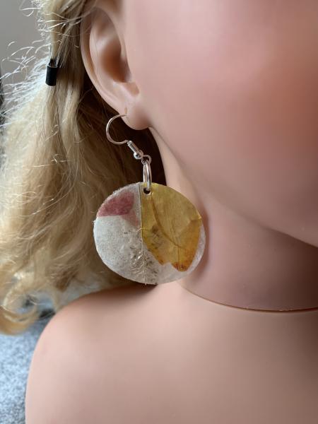 Ohrringe rund Blüten gelb, rosa