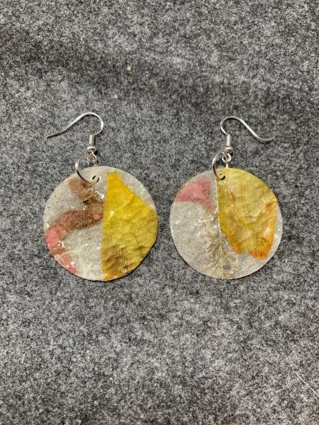 Ohrringe rund Blüten gelb, rosa